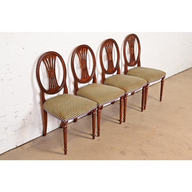 Bevan Funnell Ltd. French Regency Louis XVI Carved Mahogany Dining Chairs by Bevan Funnell, Set of Four For Sale - Image 4 of 14