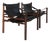 Scandinavian Armchairs in Black Leather and Wood by Arne Norell, Sweden, 1960s, Set of 2 For Sale