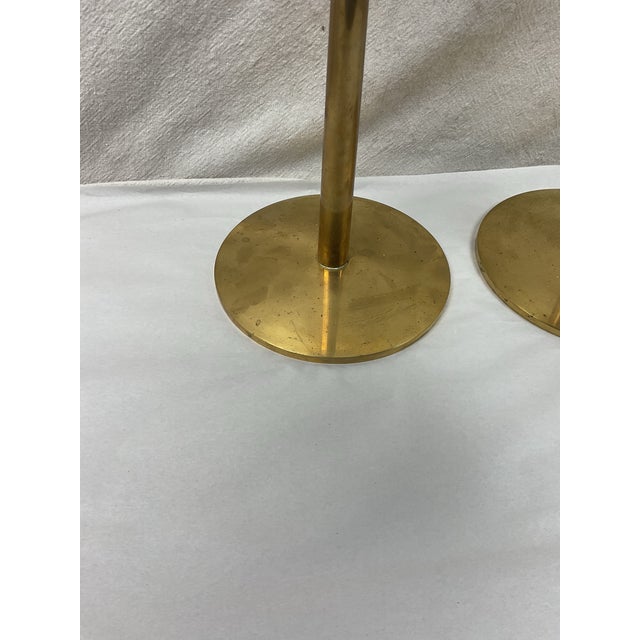 Mid Century, Solid, Brass, Modernist Candleholders, in the Style of Tommi Parzinger For Sale - Image 11 of 12