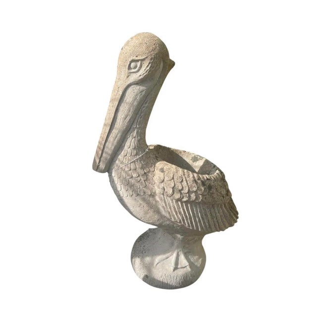 Vintage Cast Stone Pelican Garden Planter Statue For Sale - Image 4 of 9