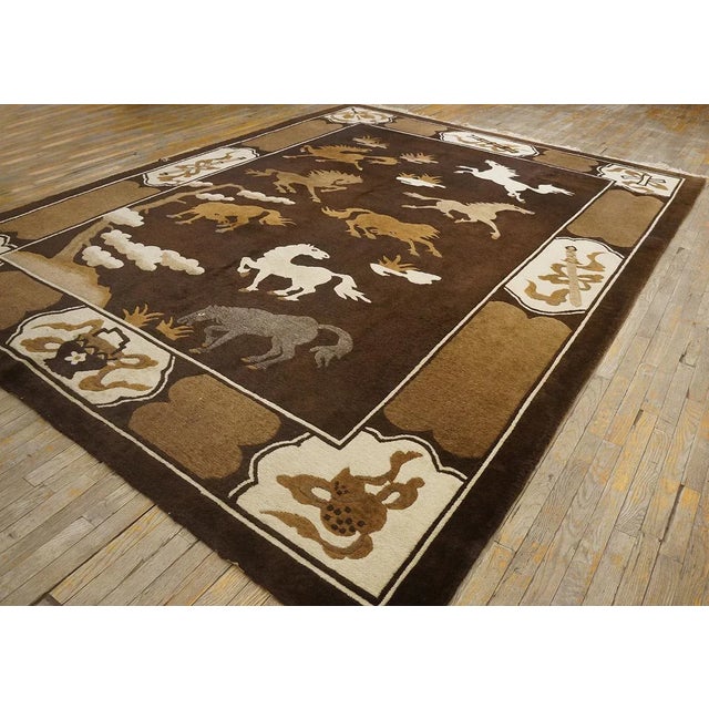 1930s N Chinese Mongolian Carpet ( 9' x 11'8" - 275 x 355 ) Chinese Carpets made in China proper. See entries Ningshia,...