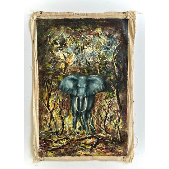 Six Vintage African Oil Paintings on Safari For Sale - Image 6 of 12