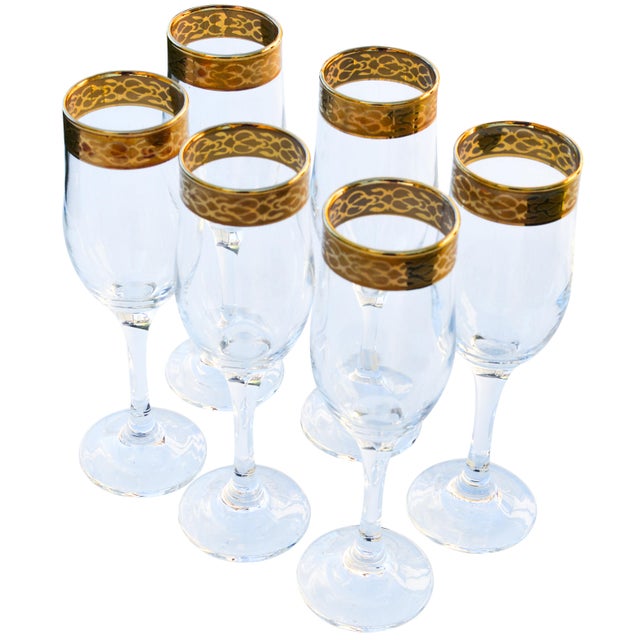 GoldRimmed Champagne Glasses, S/6 Chairish