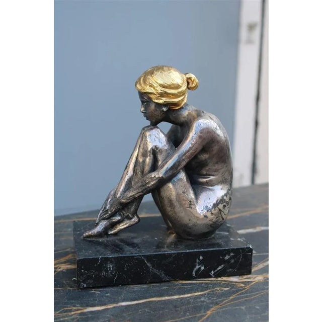 Mid-Century Modern Sculpture of Woman in Silver and Gold Finish by Guido Mariani, 1970 For Sale - Image 3 of 9