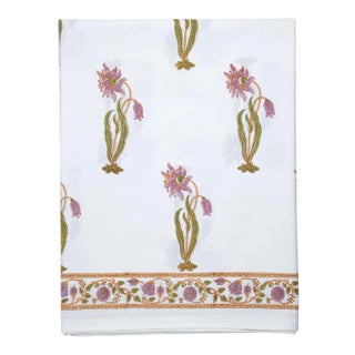 Florence Fitted Sheet, Queen - Lilac & Green For Sale