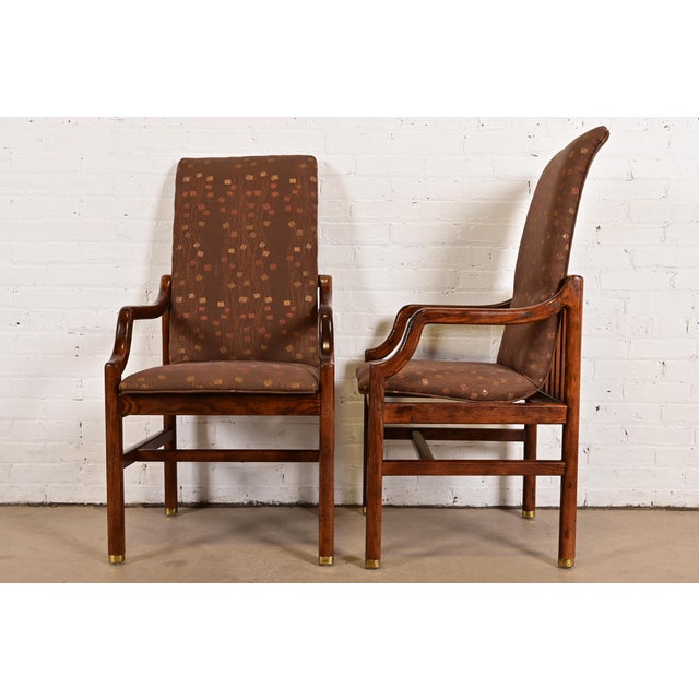 Henredon Mid-Century Modern Sculpted Oak High Back Dining Chairs, Set of Six For Sale - Image 10 of 13