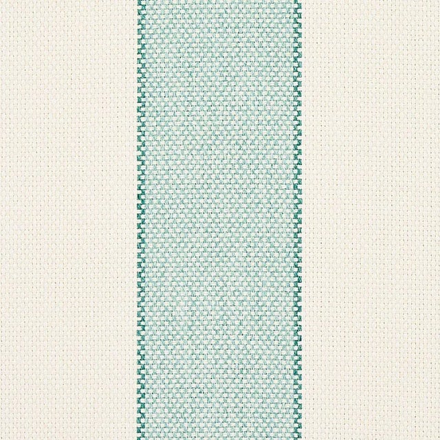 Contemporary Schumacher Blumont Stripe Indoor/Outdoor Fabric in Aqua For Sale - Image 3 of 4