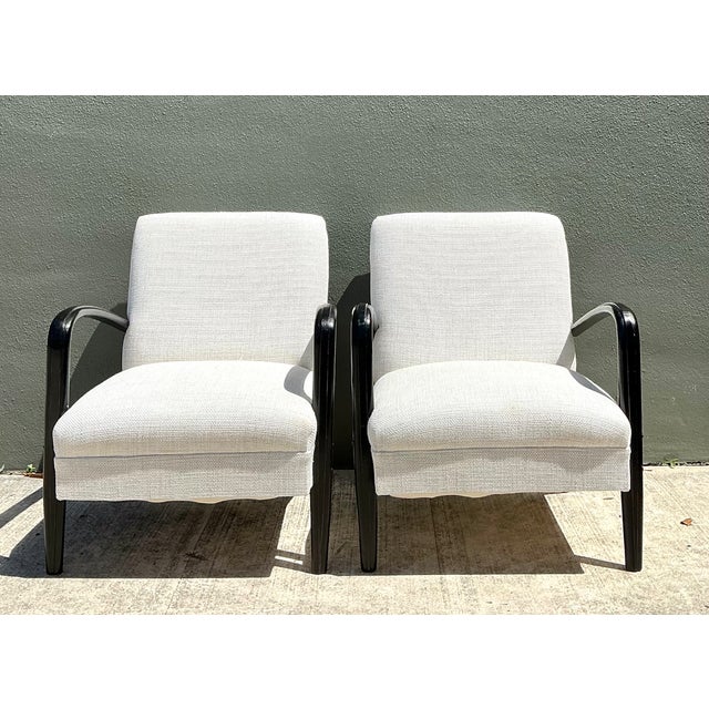 Vintage MCM Black Wood Lounge Chairs - Pair For Sale In West Palm - Image 6 of 13