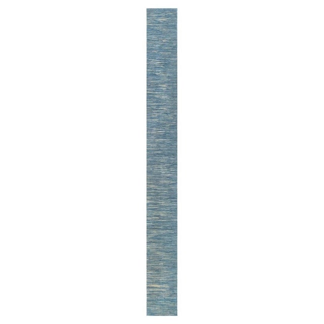 Modern Swedish Design Blue Wool Runner by Doris Leslie Blau For Sale
