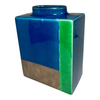 Circa 1960s Mid-Century Modern Rosenthal Netter Block Ceramic Vase Made in Italy For Sale
