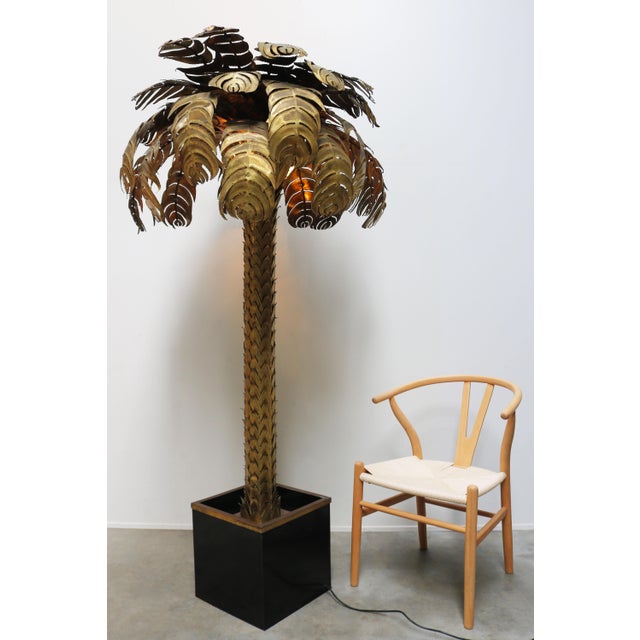 Large Vintage Palm Floor Lamp by Christian Techoueyres for Maison Jansen, 1970 For Sale - Image 11 of 17