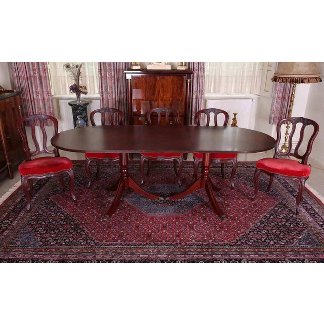 Extendable Table and Chairs in Mahogany, Set of 9 For Sale - Image 3 of 4