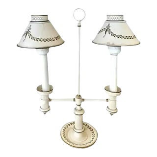 Mid Century Toleware Double Shade Lamp For Sale