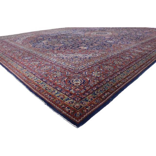 Antique Persian Qazvin Rug with Victorian Style 12'02 x 19'00. Ravishing and vibrant this hand knotted wool antique...