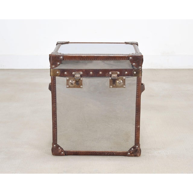 Campaign Timothy Oulton Steel and Leather London Steamer Hat Trunk For Sale - Image 3 of 18