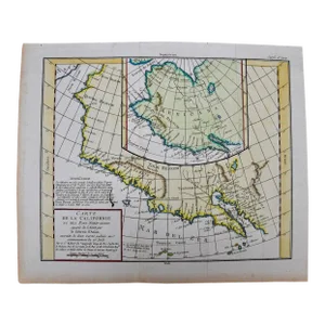 California: An 18th Century Hand-Colored Map by De Vaugondy, 1772