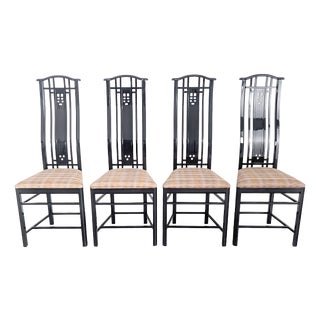 Chairs in Black by Umberto Asnago for Giorgetti, Italy, Set of 4 For Sale
