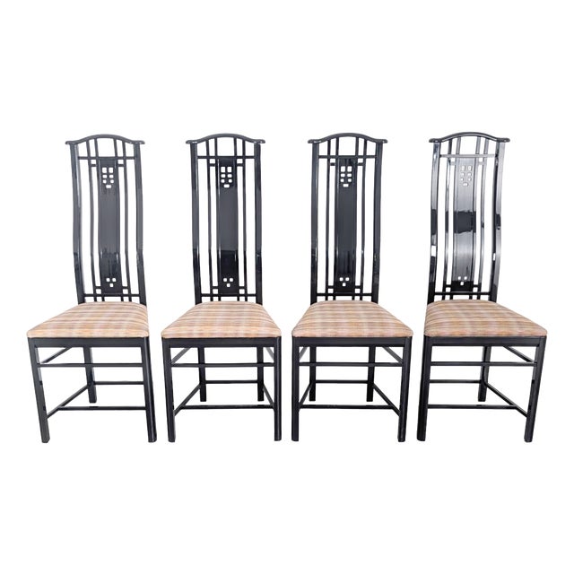Chairs in Black by Umberto Asnago for Giorgetti, Italy, Set of 4 For Sale