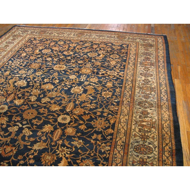 Traditional Superb Blue-Navy Background Color With Floral Design Antique Persian Malayer Rug For Sale - Image 3 of 5