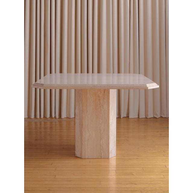 The Vintage Travertine Square 43" Dining Table For Sale In Chicago - Image 6 of 8