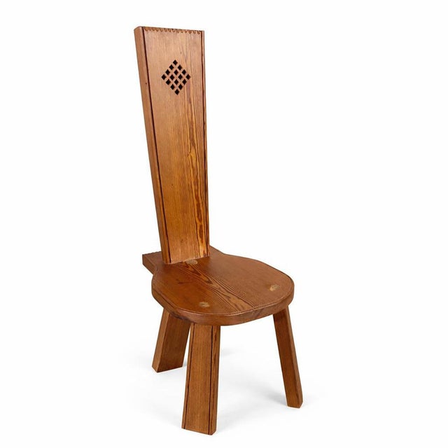 Brown Brutalist Spinning Chair in Oak For Sale - Image 8 of 8