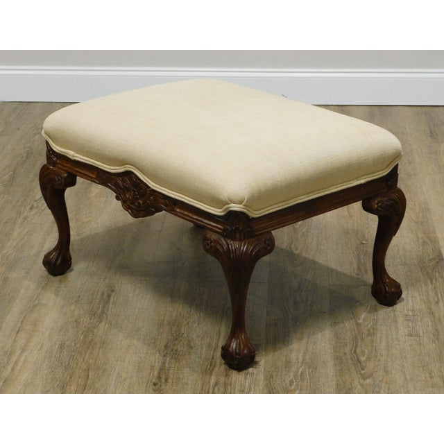 Sherrill Georgian Style Carved Claw Foot Ottoman For Sale - Image 4 of 13
