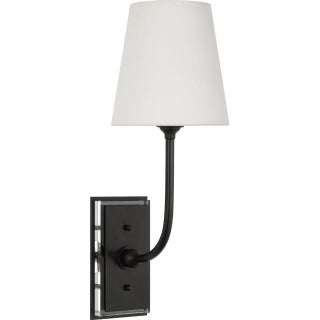 Thomas O'Brien for Visual Comfort Signature Hulton 17" Cordless Single Sconce in Bronze with Linen Shade For Sale