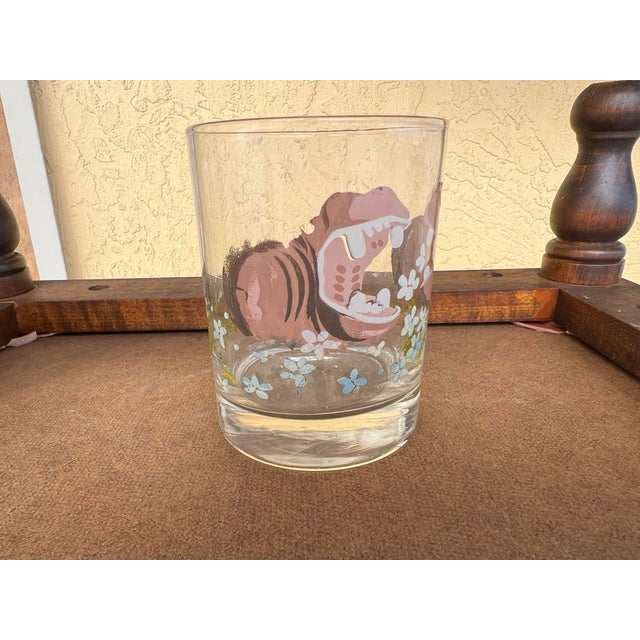 1960s 1960s Dorothy Thorpe Style Painted Hippos Glass For Sale - Image 5 of 8