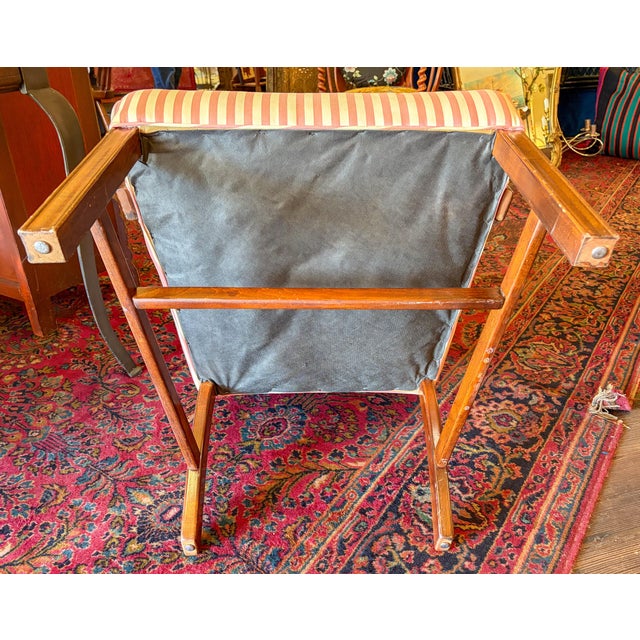 Vintage Wood Frame, Pink Stripe Upholstered Arm or Side Chair For Sale - Image 4 of 7