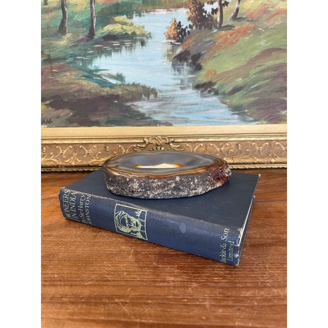 Polished Likely Agate Slice Bowl With Natural Banding For Sale - Image 10 of 10
