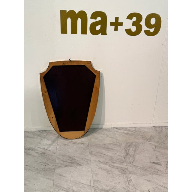 1950s Shield-Shaped Wall Mirror With Brass Frame, Italy 1950s For Sale - Image 5 of 5