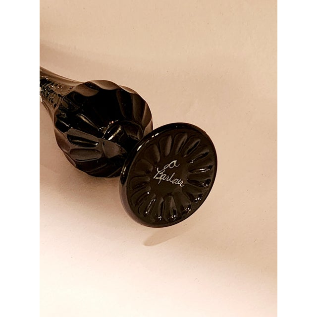 1960s Signed D Barbour Fenton Thumbprint Black Hand Painted Bud Vase For Sale - Image 11 of 11