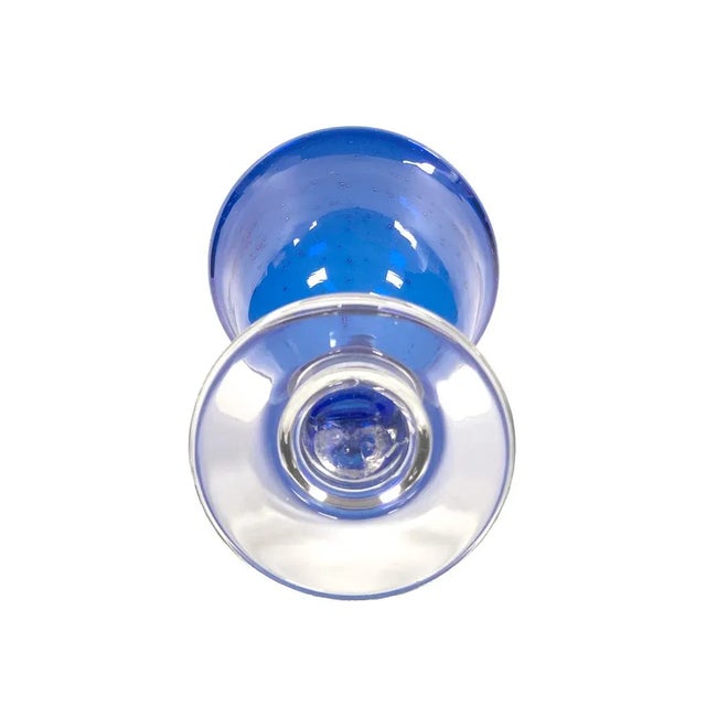 Hand-Blown Cobalt Glass Baluster Goblets - a Pair For Sale - Image 4 of 5