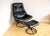 Mid-Century Norwegian Black Leather Stressless Lounge Chair and Ottoman Set from Ekornes, 1980s, Set of 2 For Sale - Image 13 of 18