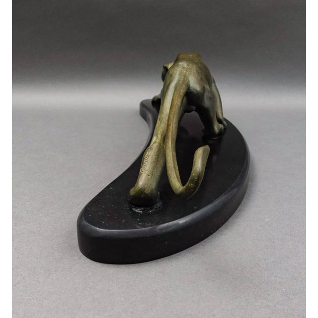 Georges Lavroff (Russian 1895-1961) Signed Bronze Panther Sculpture Slate Base For Sale In Miami - Image 6 of 9