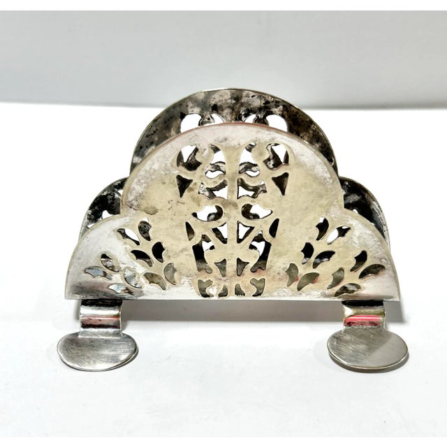 1950s English Silverplate Pierced Napkin Holder For Sale In Louisville - Image 6 of 10