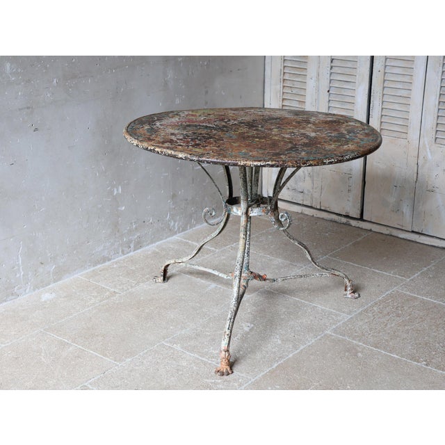 Metal Antique French Arras Cast Iron Garden Table, 1890s For Sale - Image 7 of 11