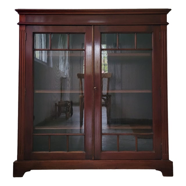 Low English Style Georgian Mahogany Display Bookcase, 1890s For Sale