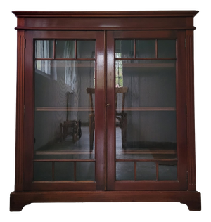 Low English Style Georgian Mahogany Display Bookcase, 1890s