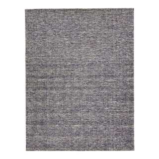 2020s Apadana's Modern Indian Loop/Cut Handmade Wool Rug in Blue For Sale