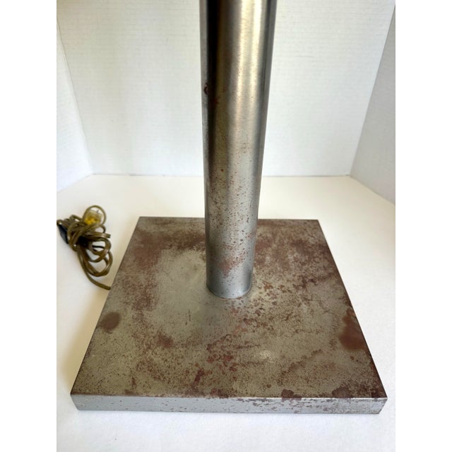 1960s Industrial Modernist Patinated Brushed Steel Adjustable Desk Task Lamp For Sale - Image 4 of 16