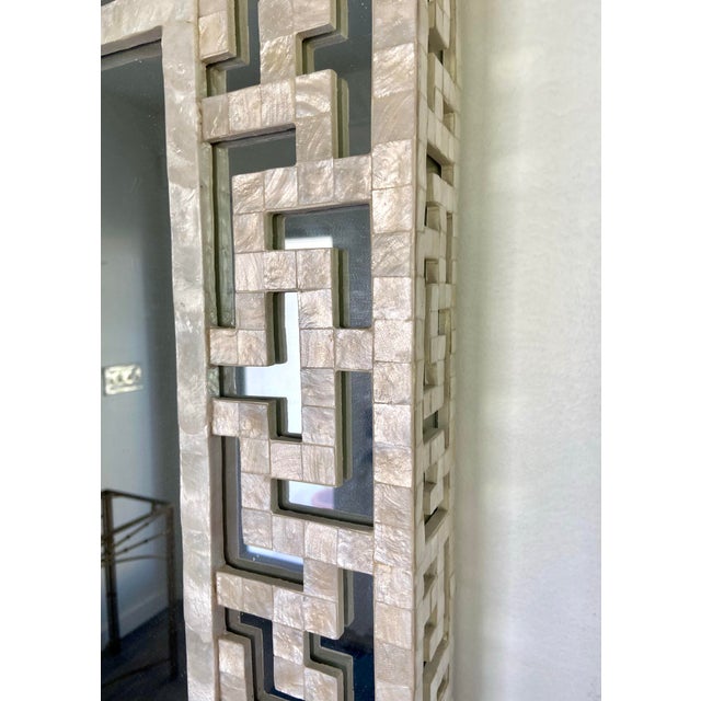 Neiman Marcus Vintage Capiz Shell Fretwork Wall Mirror For Sale In Naples, FL - Image 6 of 12