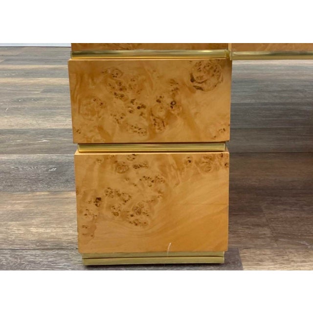 Late 20th Century Rare Willy Rizzo Burlwood Square and Brass Coffee Table Italy 1970s For Sale - Image 5 of 12