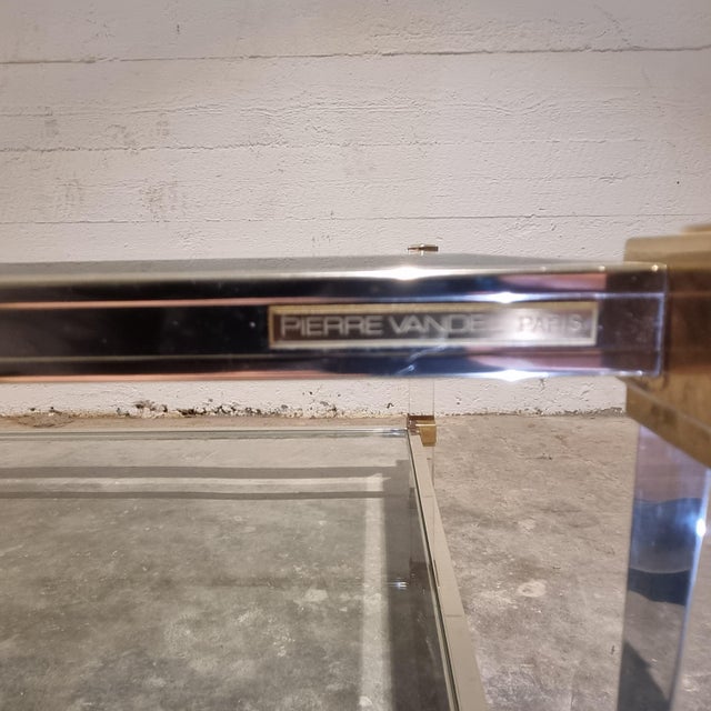 Rectangular 2-Tiered Coffee Table in Acrylic Glass and Brass by Pierre Vandel, 1970s For Sale - Image 6 of 10