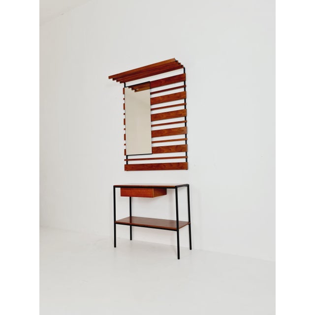 Mid-Century Modern German Wall Coat Rack with Mirror, 1960s For Sale - Image 3 of 11