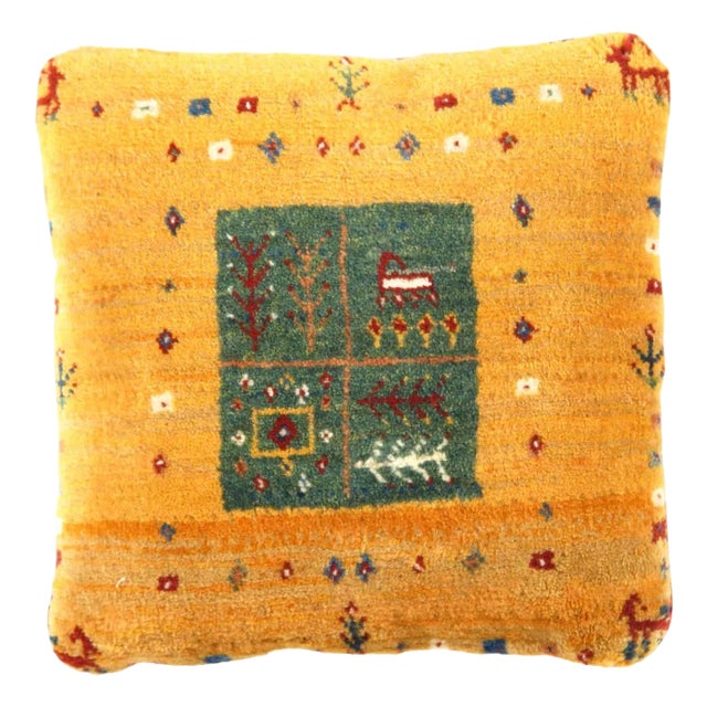 Pasargad DC Fine Hand Knotted Persian Gabbeh Pillow For Sale