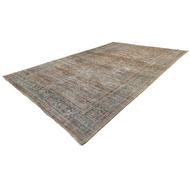 Antique Mahal Wool Rug With Muted Terracotta & Sage Palette For Sale - Image 4 of 11