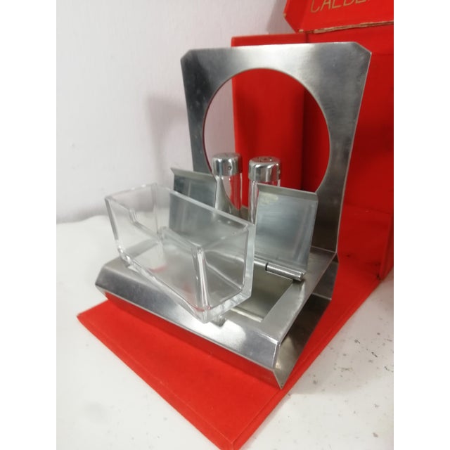 Salt and Pepper Set with Cheese Bowl by Gio Ponti for F.lli Calderoni, Italy, 1950s, Set of 8 For Sale - Image 9 of 16