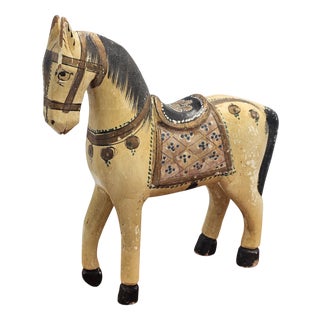 Art Deco Indian Wooden Horse, 1920s-1940s For Sale