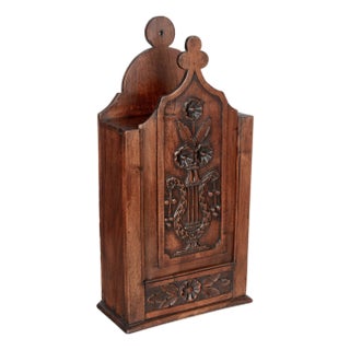 19th Century French Fariniere Box, Hand-Carved Walnut, Circa 1850 For Sale